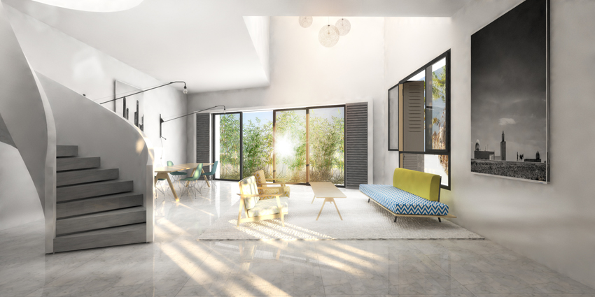 Vue intérieur sejour duplex D1