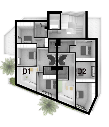 Rendu 2eme étage Duplex D1 et D2
