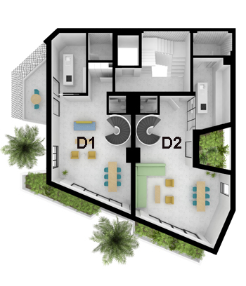 Rendu 1er étage Duplex D1 et D2